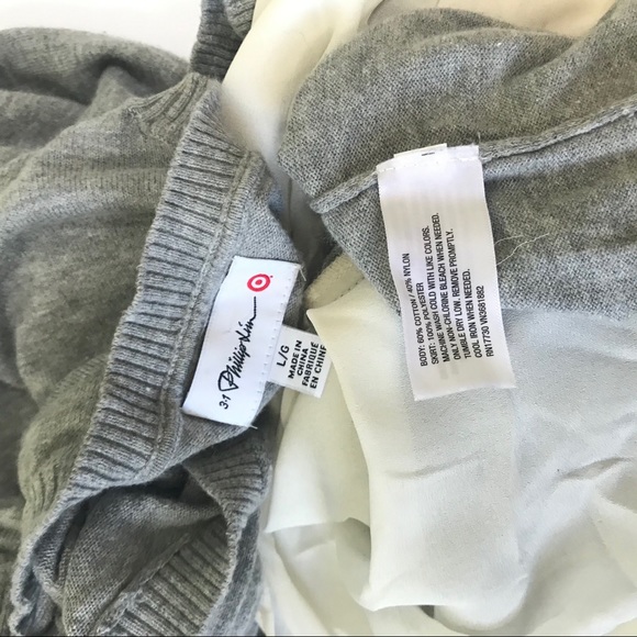 3.1 Phillip Lim x Target Grey Sweater Dress Flowy Skirt Cotton Chiffon Tunic Top - Picture 12 of 14